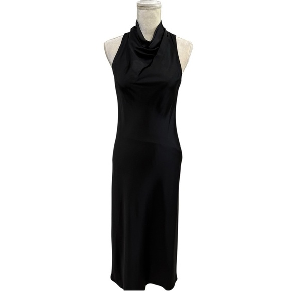 Antonio Melani Marine Satin Halter Cowl Neck Sleeveless Midi Slip Dress Size 2 - Picture 4 of 14
